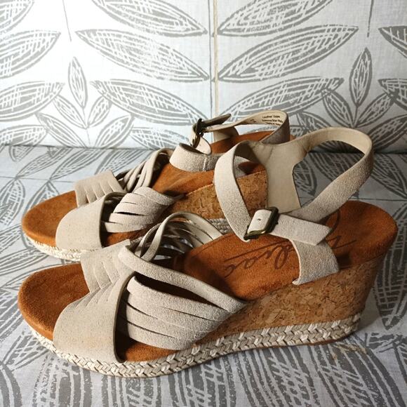 Zodiac Paola Sandals Espadrilles Wedge Leather Strappy Boho Summer Cream - Picture 1 of 9